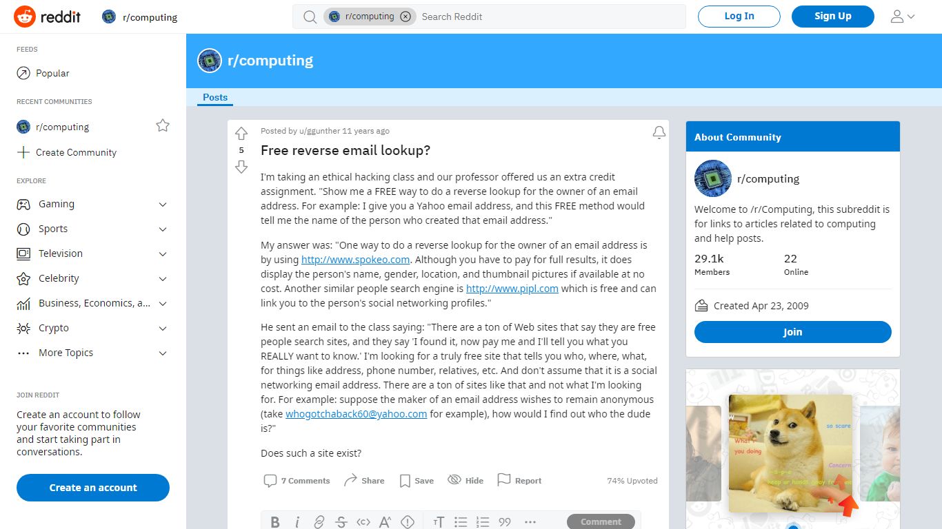 Free reverse email lookup? : computing - reddit