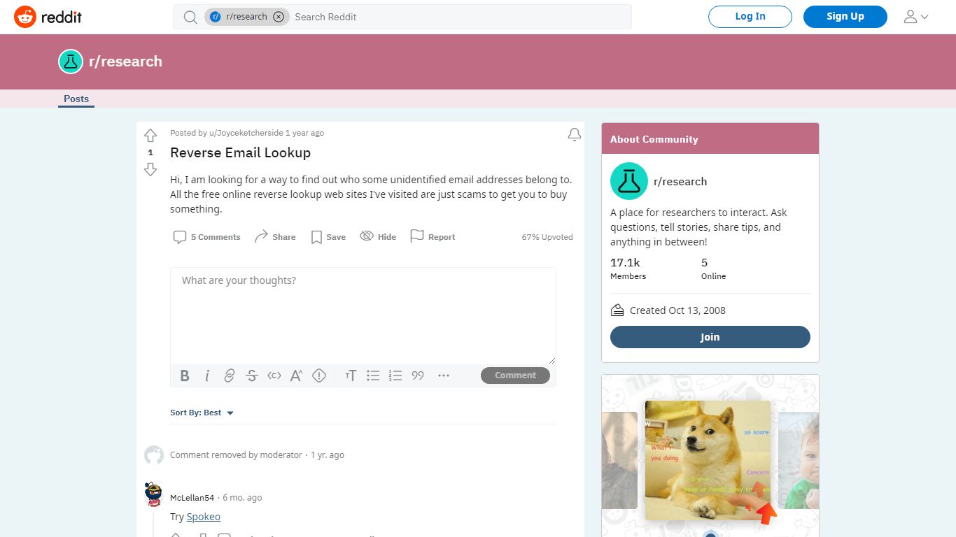 Reverse Email Lookup : research - reddit