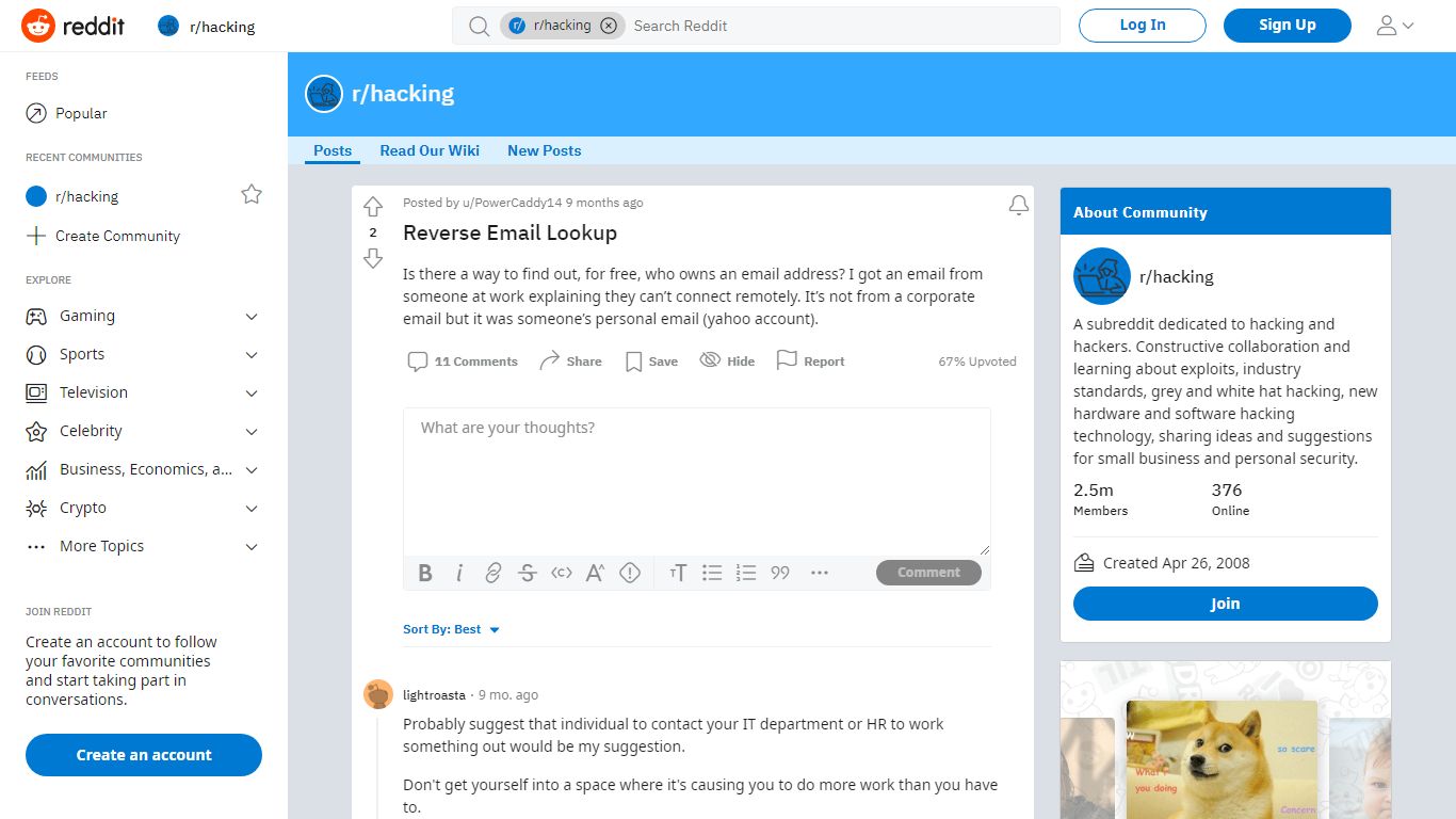 Reverse Email Lookup : hacking - reddit